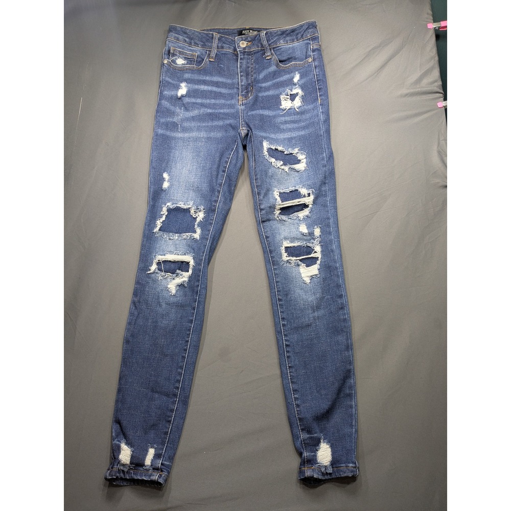 Judy Blue Skinny Fit Distressed Jeans Medium Wash Denim Womens 5/27 JB8864